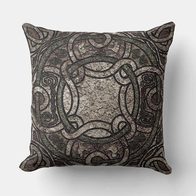 Stone Texture Celtic Knot Throw Pillow (Front)