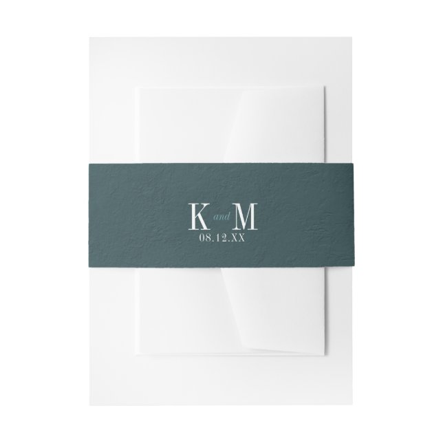 Stone Texture Wedding Teal ID825 Invitation Belly Band (Front Example)