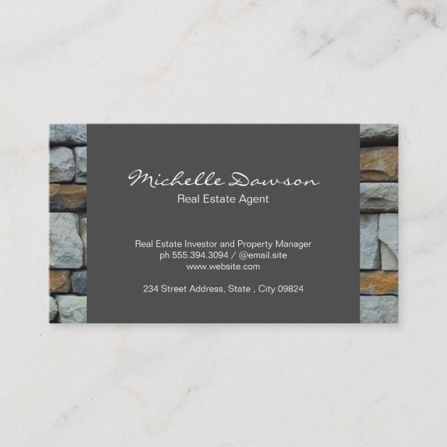 Stone Trim | Real Estate Agent Business Card (Front)