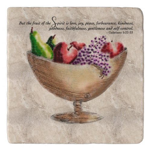 Stone Trivet Fruit Bowl Bible Verse