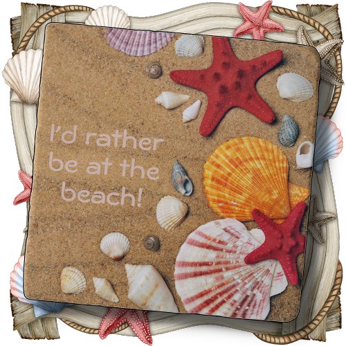 Stone TRIVET _ Id Rather Be At The Beach _ Golden