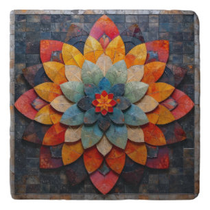 STONE TRIVET - Mandala Design - Colorful Flower