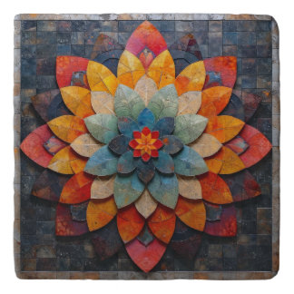 STONE TRIVET - Mandala Design - Colorful Flower