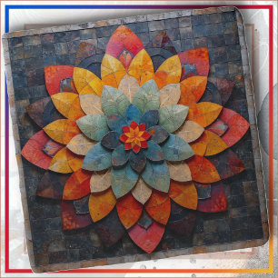 STONE TRIVET - Mandala Design - Colorful Flower
