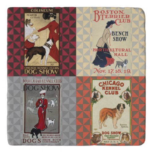 Stone TRIVET _ Vintage Dog Show Posters Combo