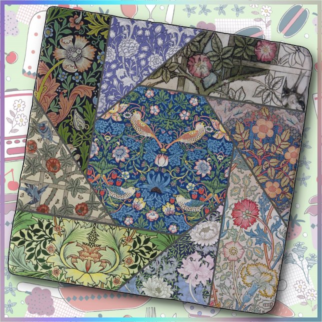 Stone TRIVET - William Morris Image Collage (A collage of 9 images by artist William Morris complete this wonderful Marble stone Trivet.)