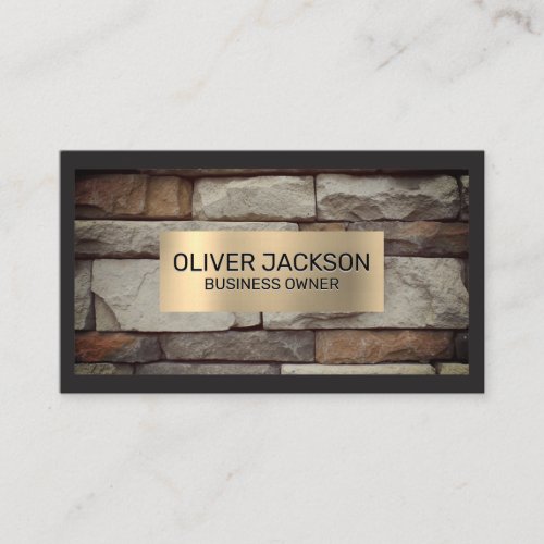 Stone Wall  Gold Metallic Brushed Frame Business Card