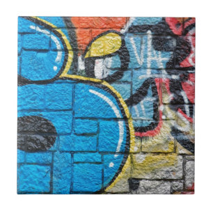stone wall graffiti tile