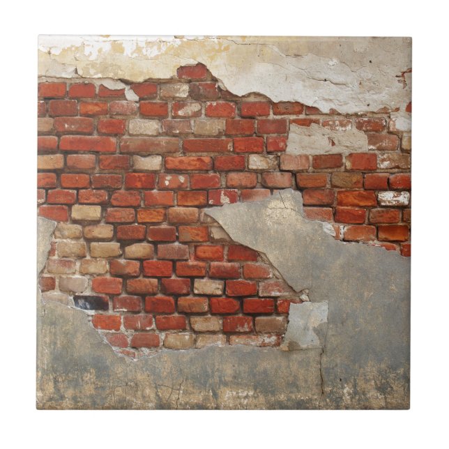 Stone wall of the old brick and plaster ceramic tile (Front)