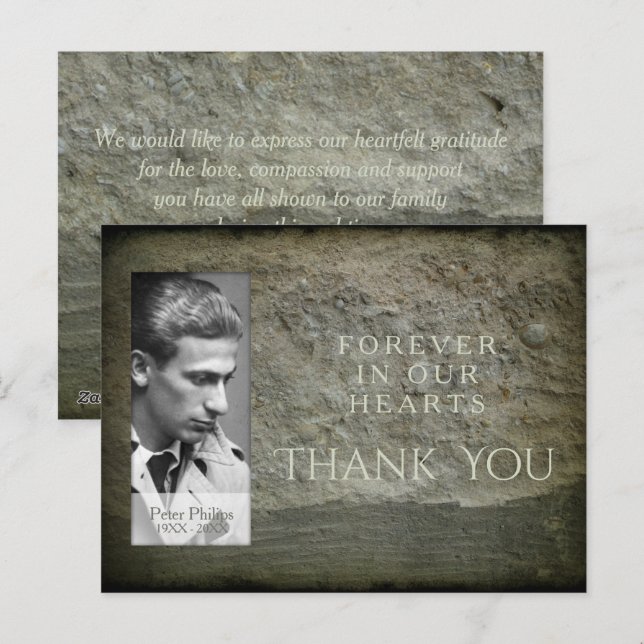 Stone wall Photo Frame Sympathy Thank You postcard (Front/Back)