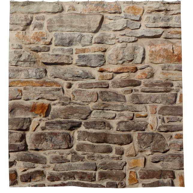 Stone wall rustic texture  background shower curtain (Front)