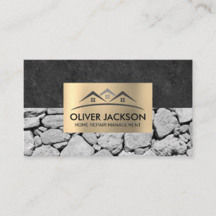 Stone Wall Slate Gold Metallic Business Card