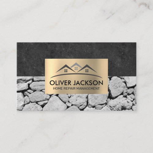 Stone Wall  Slate  Gold Metallic Business Card