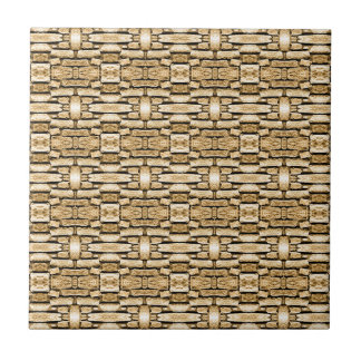 Stone Wall Tan Rustic Southwest Geometric Pattern Ceramic Tile
