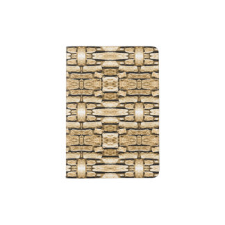 Stone Wall Tan Southwest Rustic Geometric Pattern Passport Holder