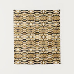 Stone Wall Tan Southwest Rustic Geometric Pattern Tapestry