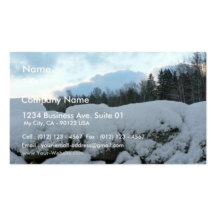 Stone Wall With Snow Business Card Template