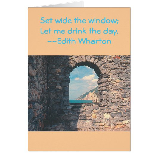 "STONE WALL WITH WINDOW TO SEA" (PHOTOG) CARDS (Front)