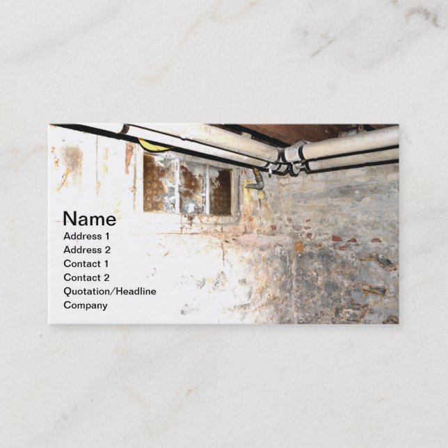 stone walls and piping in an old basement business card (Front)