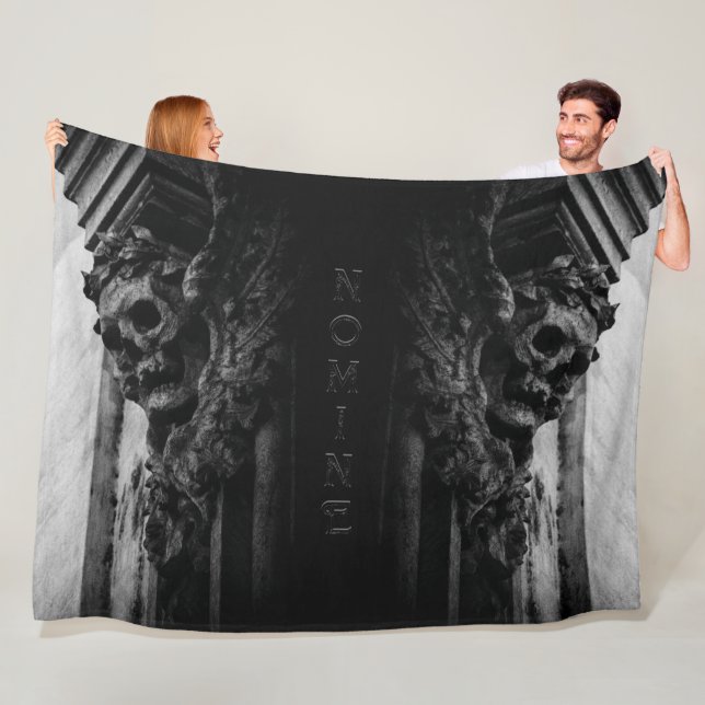 Stone Wings Skull Fleece Blanket (In Situ)