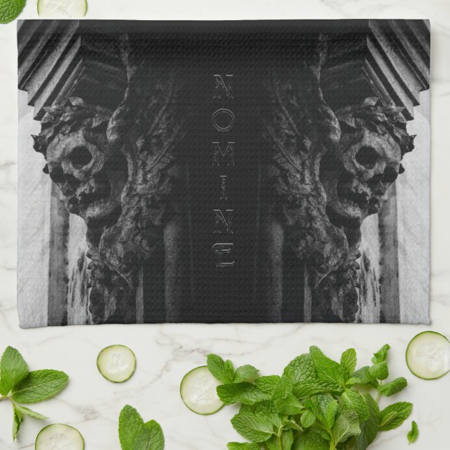 Stone Wings Skull Kitchen Towel (Folded)