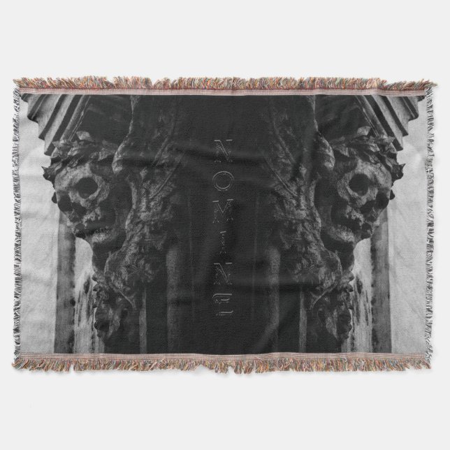 Stone Wings Skull Throw Blanket (Front)