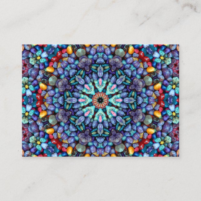 Stone Wonder  Vintage Blue Fractal Kaleidoscope Business Card (Front)