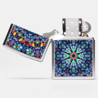 Stone Wonder Vintage Blue Fractal Kaleidoscope Zippo Lighter | Zazzle