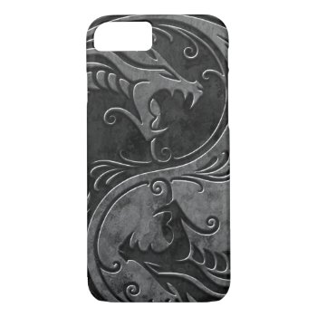 Stone Yin Yang Dragons Iphone 8/7 Case by JeffBartels at Zazzle