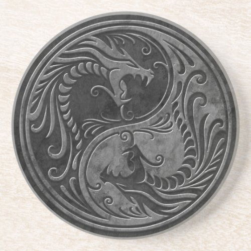 Stone Yin Yang Dragons Coaster