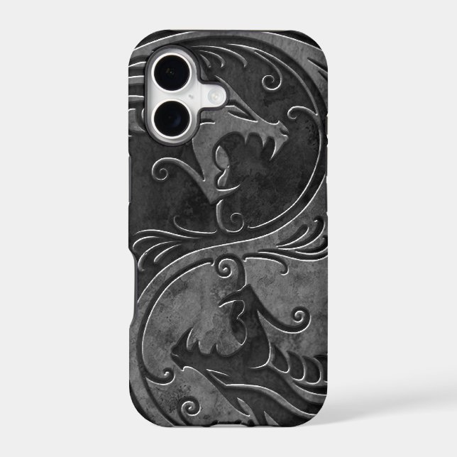 Stone Yin Yang Dragons Iphone Case (Back)