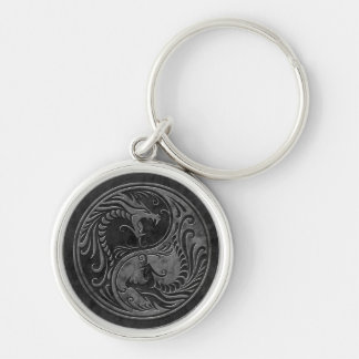 Stone Yin Yang Dragons Keychain
