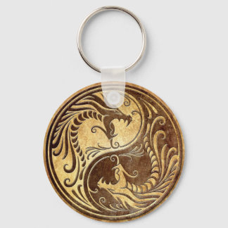 Stone Yin Yang Dragons Keychain