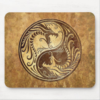Stone Yin Yang Dragons Mouse Pad