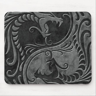 Stone Yin Yang Dragons Mouse Pad