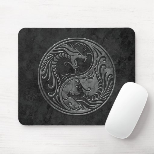 Stone Yin Yang Dragons Mouse Pad | Zazzle