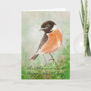 Stonechat Bird Happy Birthday Brother-in-Law Card