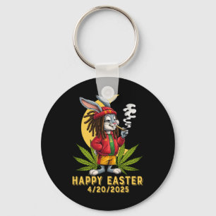 Stoned Easter Bunny With Joint Easter 2  Keychain