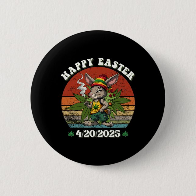 Stoned Easter Bunny With Joint Easter Day 4  Button (Front)