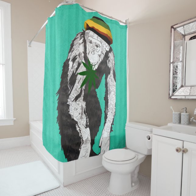 Stoned monkey shower curtain (In Situ)
