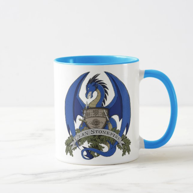 Stonefire Dragons Crest (Blue Dragon) 11oz Mug (Right)