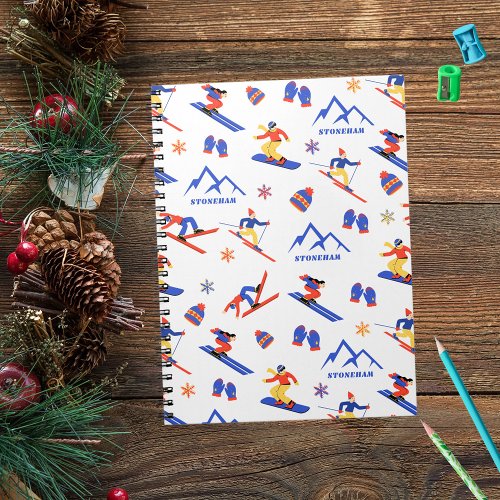 Stoneham Quebec Canada Ski Snowboard Pattern Notebook