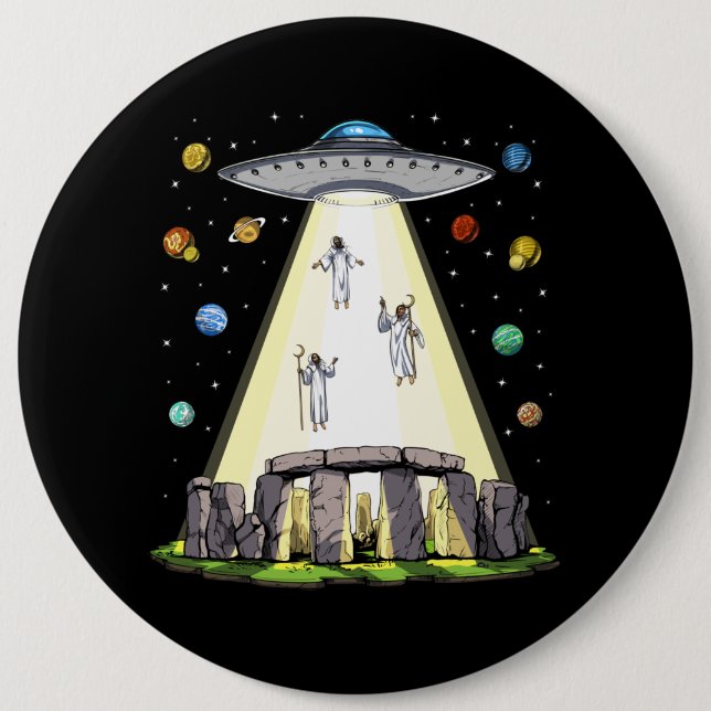 Stonehenge Alien Abduction Button (Front)
