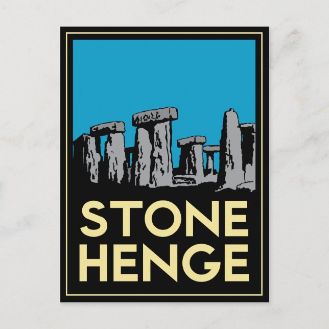 Stonehenge art deco travel poster postcard (Front)