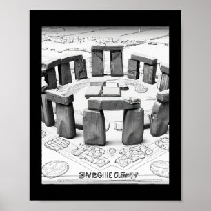 Stonehenge Blueprint Ancient Megalithic Sites Poster