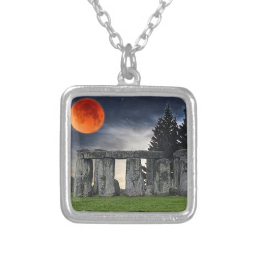 Stonehenge Celtic Standing Stones in Britain Silver Plated Necklace