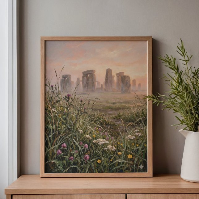 Stonehenge Dawn Mist Tall Grass Art Canvas Print (Creator Uploaded)