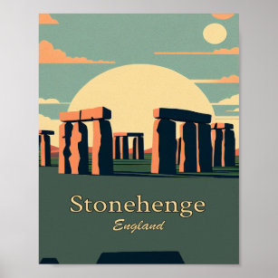 Stonehenge England Minimalist Vintage Art Poster