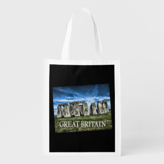 Stonehenge England TEXT Great Britain Reusable Grocery Bag