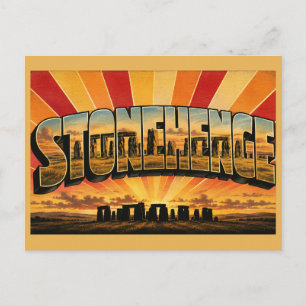Stonehenge England Vintage Travel Art Postcard